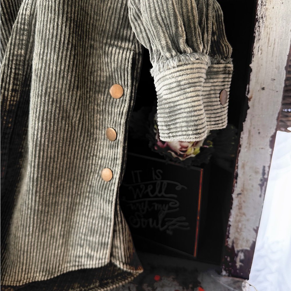 Oli & Hali Sage/ Grey Corduroy Utility Jacket - Picture 2 of 10